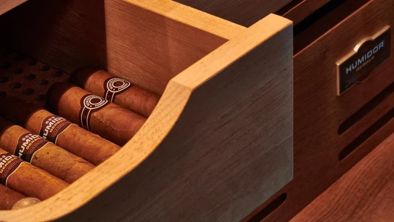 Custom wooden cigar box with inner trays