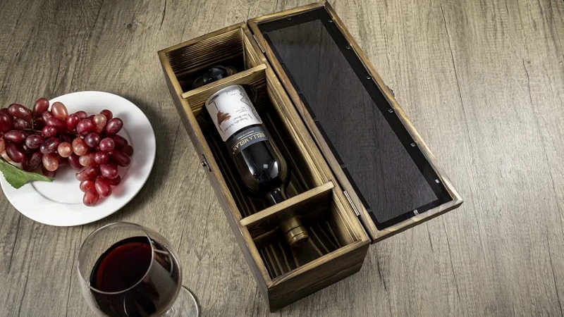 Luxury wine in a wooden box