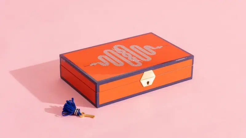Close-up of lacquered jewelry boxes