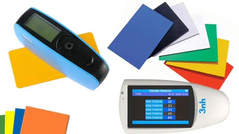 Colorimeter device measuring gloss lacquer sample