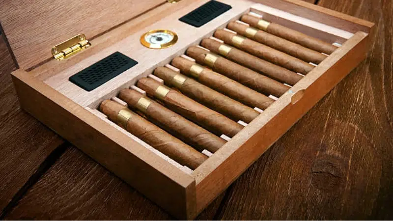 Handcrafted cigar box with fine details