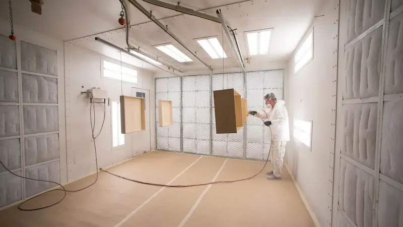 Professional spray booth setup for clean finishing