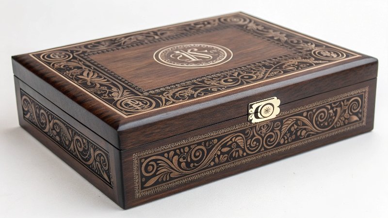 Custom cigar box with engravings