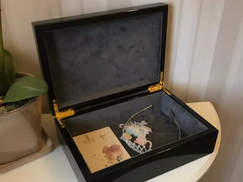 flocked luxury gift box interior close-up