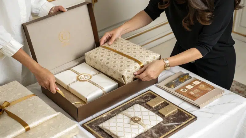 Luxury unboxing experience with layered reveals