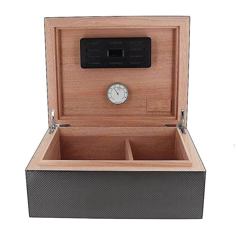 Carbon fiber cigar humidor with hygrometer