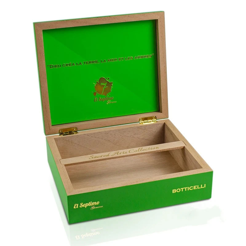 Open green cigar box El Septimo Botticelli