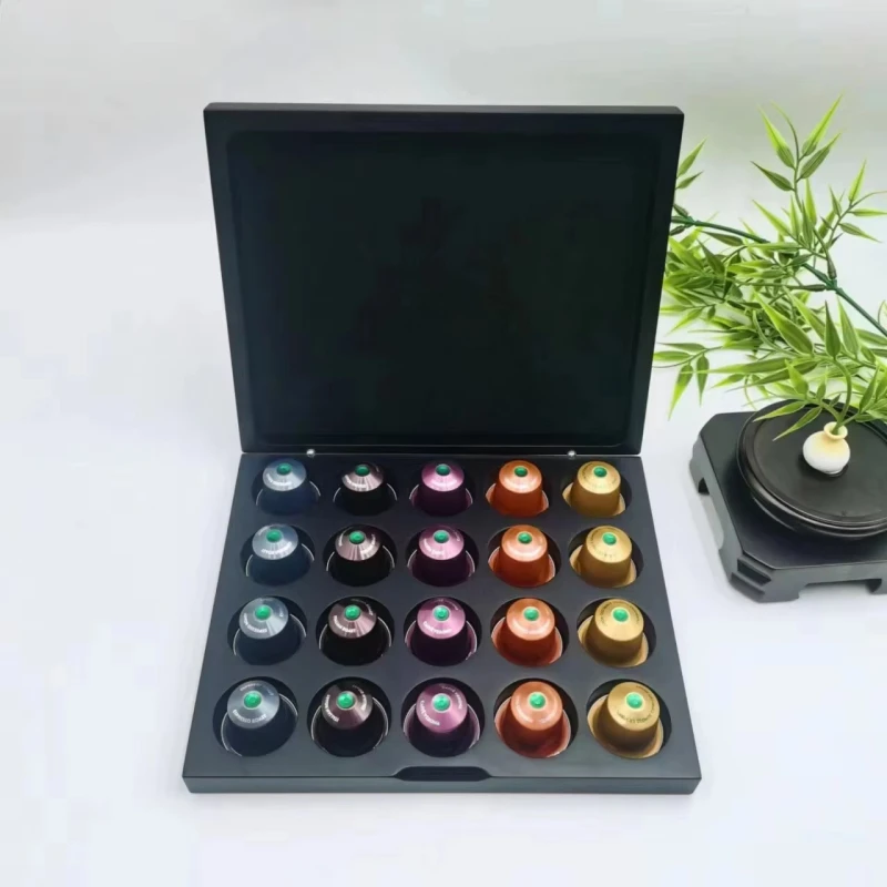 Coffee capsule display box with colorful pods