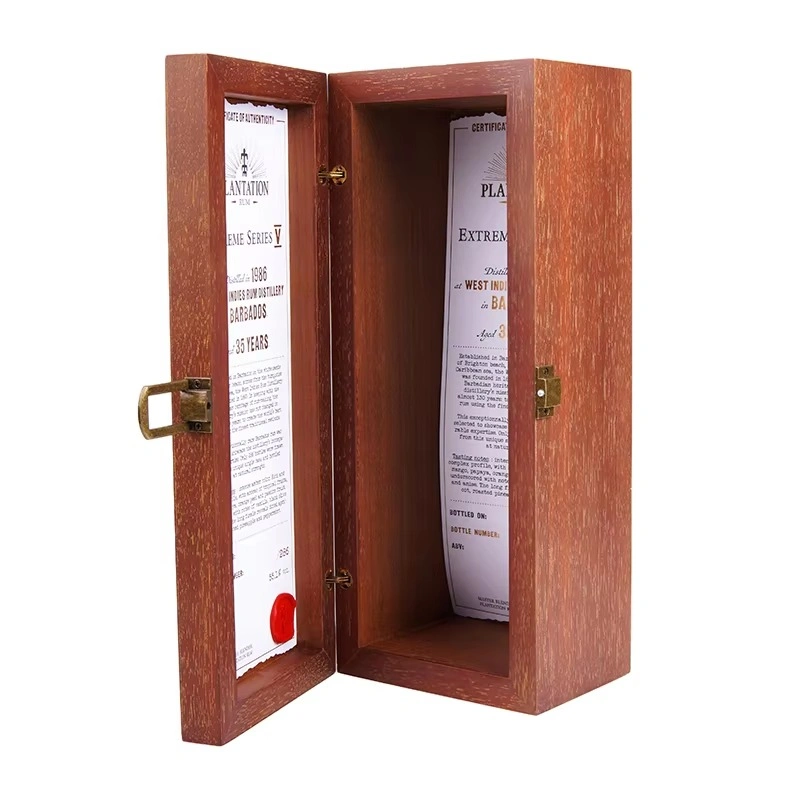 Open Plantation Rum box showing certificate inside