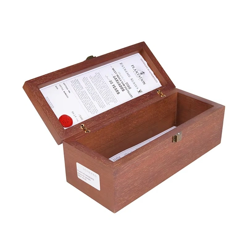 Horizontal Plantation Rum box with open lid and certificate