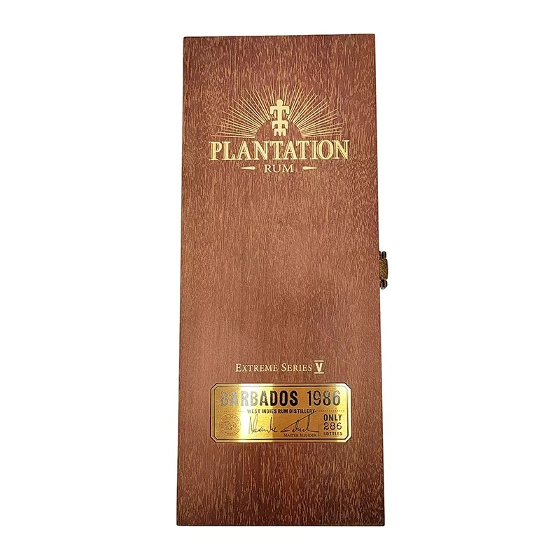 Plantation Rum wooden box with gold label