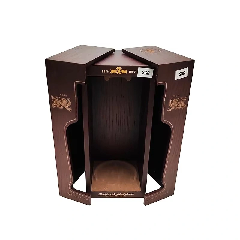 Luxury wooden whisky box with dual side doors
