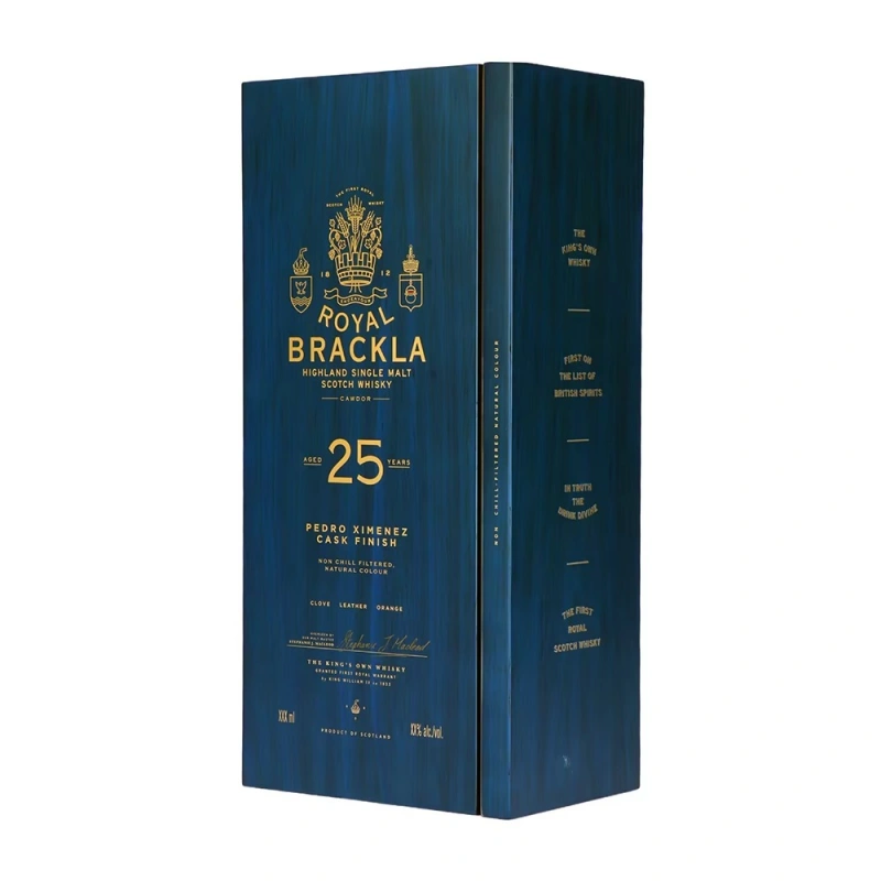 Royal Brackla 25 year old whisky box packaging
