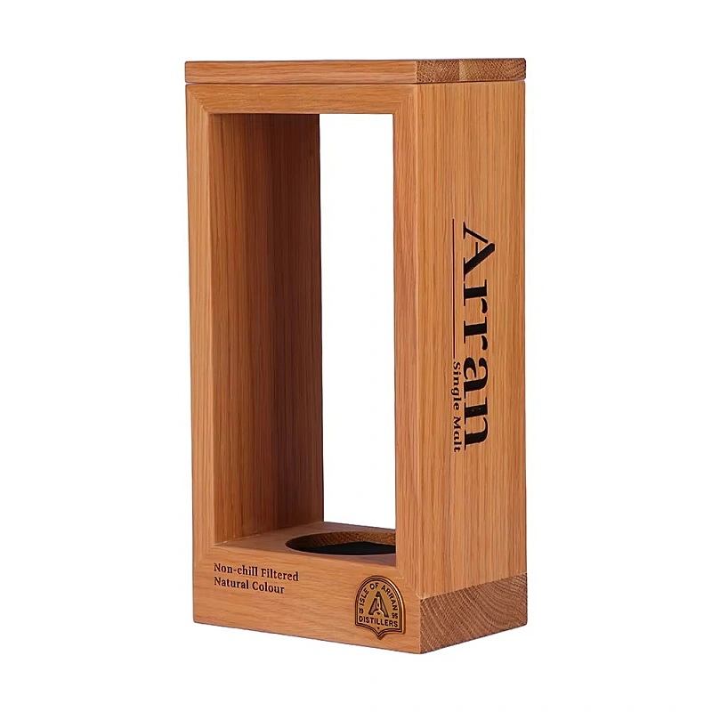 Arran Single Malt whisky open wooden display box