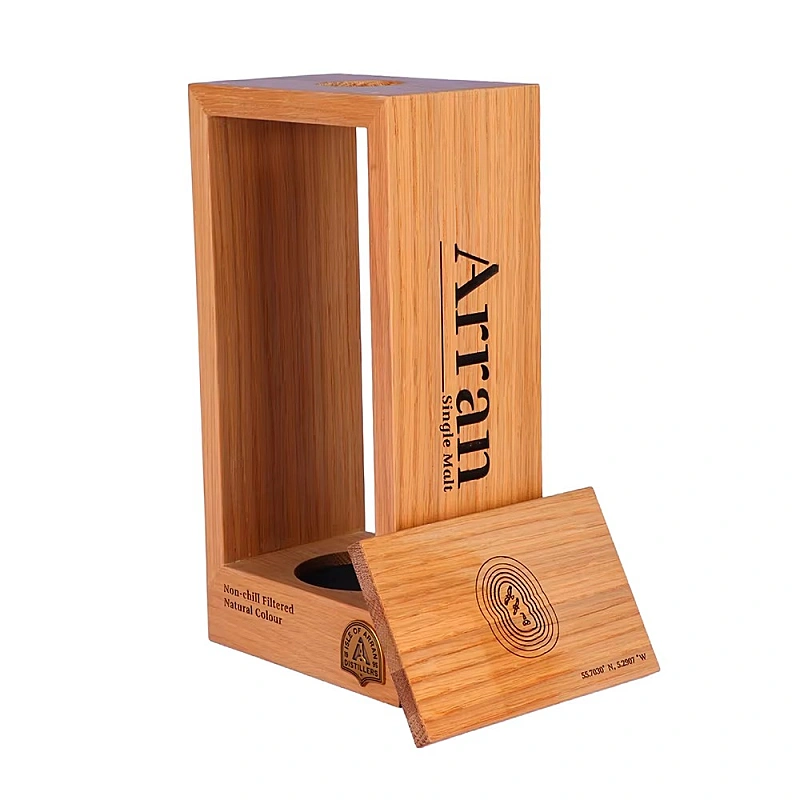 Arran whisky wooden box with open base panel