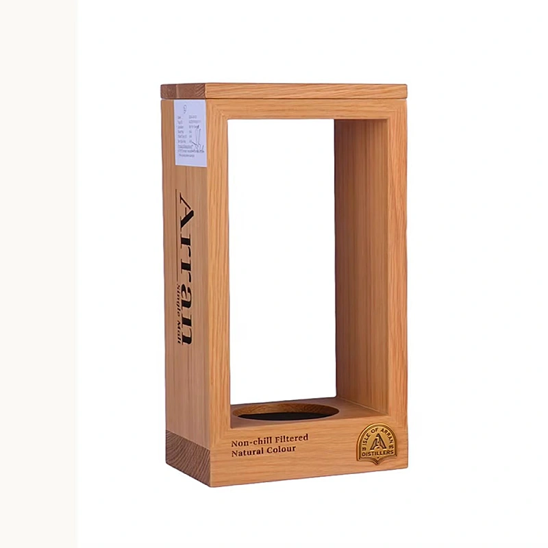 Arran whisky wooden frame packaging empty