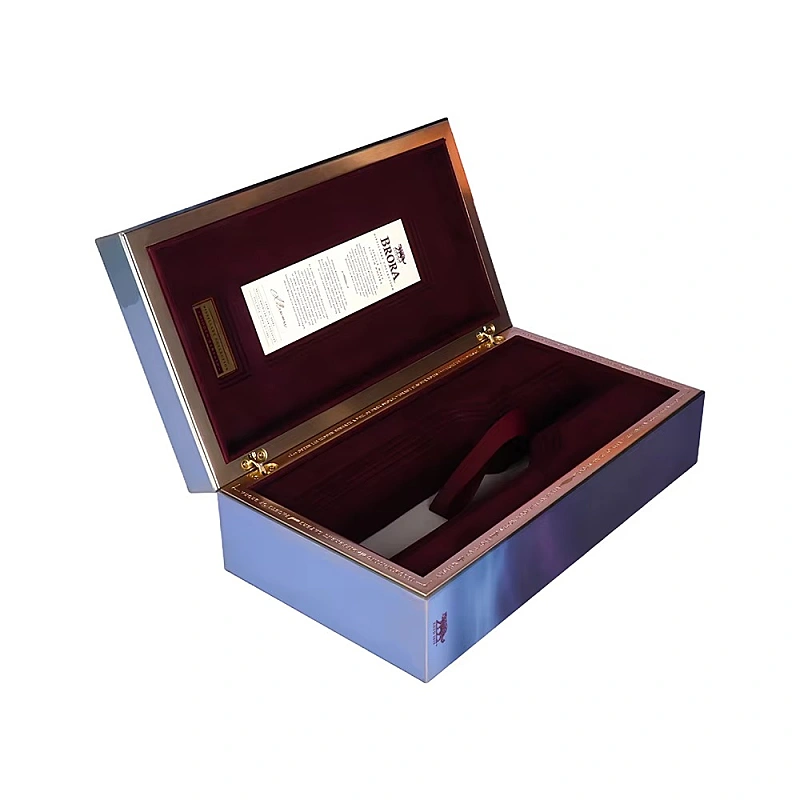 Brora 30 whisky box opened flat showing bottle cradle